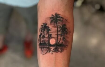 California sunset landscape tattoo